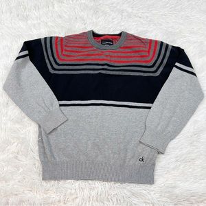Calvin Klein boy’s long sleeve striped pullover sweater crew neck